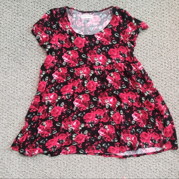 American Apparel Dresses & Skirts - American Apparel Red Floral Rayon Babydoll Dress